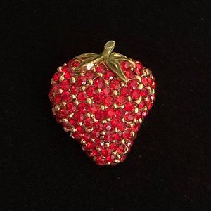 Vintage Red Pave Strawberry Brooch
